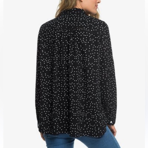 Roxy Black and White Polka Dot Button Down Shirt - Picture 3 of 14